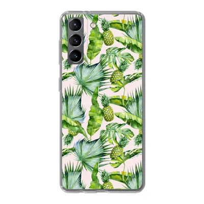 Produktbild von MuchoWow® Handyhülle Schutzhülle Hülle für Samsung Galaxy S21 Blätter - Ananas - Muster Silikon Softcase Handy Hülle - Softcase