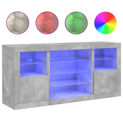 Image de Buffet avec lampes LED gris béton 142,5x37x67 cm