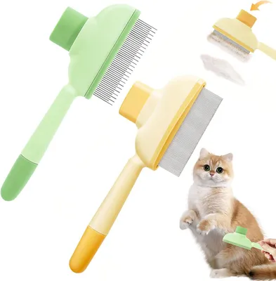 Image de Brosse de nettoyage pour animaux à poils longs, autonettoyante, pour chats et chiens, élimination des poils, 1 pièce, soin des animaux de compagnie