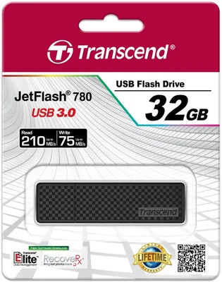 Produktbild von Transcend JetFlash 780, 32GB, 32 GB, USB Typ-A, 3.2 Gen 1 (3.1 Gen 1), 400 MB/s, Kappe, Schwarz