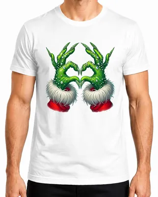 Produktbild von Grinch Hände Herz Glitzer Weihnachten Xmas Ugly Christmas Sweater Herren T-Shirt, Weiß, M