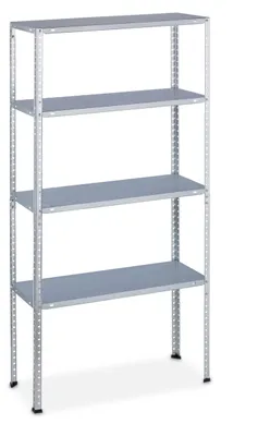 Obrázok produktu pre Relaxdays Regál na ťažké bremená, nosnosť: 200 kg, 4 police, VxŠxH: 150 x 75 x 30 cm, do pivnice a garáže, oceľ, pozinkovaná, strieborná