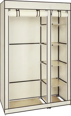 Produktbild von 67-Zoll faltbarer Kleiderschrank mit Kleiderstange Beige