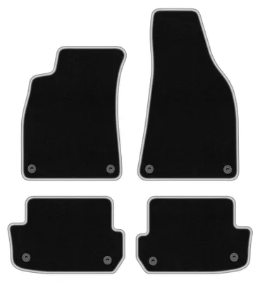 Obrázek produktu pro Velurové autokoberce pro: Audi A4 B7 2006-2008 (kabriolet) – sada 4 ks, černo-stříbrné, na míru – Wielganizator CARLUX
