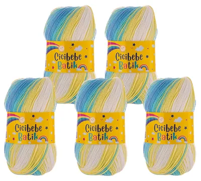 5 x 100g Farbverlaufsgarn Cicibebe Batik Strickgarn Winterwolle Häkelgarn mehrfarbig 08 Lagune
