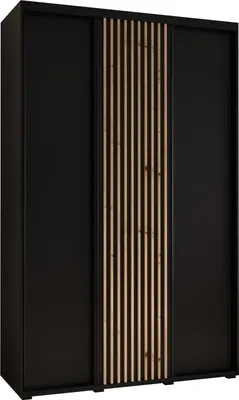 Produktbild von MEBLE KRYSPOL Lanko 1 Schrank mit 3 Schiebetüren - 235,2x160x45 cm - Schwarz Schwarz Artisan