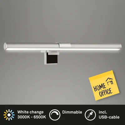 Produktbild von Klemmleuchte Briloner LED 3,5W 40,5CM Klemmlampe Dimmbar CCT Monitorleuchte Schwenkbar Kabelfernbedienung Office USB-Kabel Büroleuchte Silber