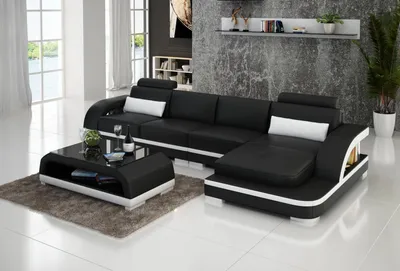 Produktbild von Ledersofa L-Form Couch Wohnlandschaft Ecksofa Garnitur Design Modern Sofa Orange