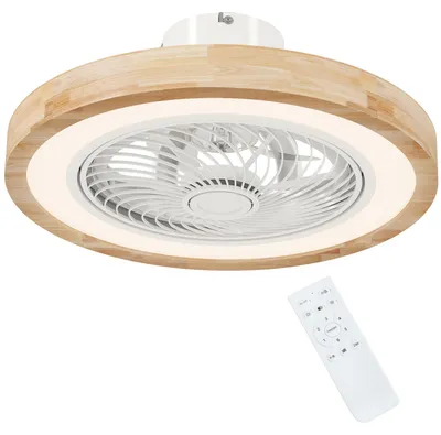 Produktbild von HOMCOM Deckenventilator mit Lampe und Fernbedienung, 6 Geschwindigkeiten, Natur