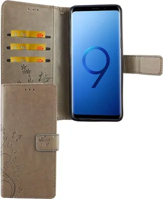 Produktbild von Samsung Galaxy S9 Handy Hülle Schutz-Tasche Cover Flip-Case Kartenfach Grau