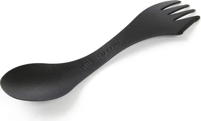Produktbild von Light My Fire Spork Original Campingbesteck - Outdoor Besteck to Go - 17cm BPA Frei  Plastik Besteck für Unterwegs - Schwarz - Wiederverwendbares Besteck zum Mitnehmen - Outdoor Göffel mit Messer