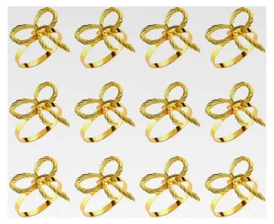 Produktbild von Serviettenringe, 12 Stück Serviettenschnallen mit Schleife aus Metall für Valentinstag, Hochzeit, Geburtstag, Abendessen, Party, Tischdekoration