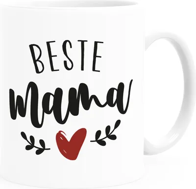 Produktbild von Kaffee-Tasse Beste Mama Herz Geschenk für Mama Dankeschön Muttertag Geburtstag Weihnachten SpecialMe® weiß Keramik-Tasse