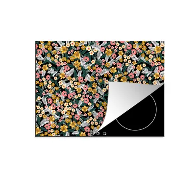 Produktbild von KitchenYeah© Herdabdeckplatte Blumen - Regenbogen - Muster , 75x52cm, Küche Deko, Glaskeramikkochfeld Herdabdeckung, Abdeckplatte fùr Kochfeld