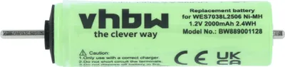 Produktbild von vhbw Akku kompatibel mit Panasonic ES7047, ES-7058, ES-7101, ES-7043, ES7101, ES-7038, ES7038, ES-705, ES-7056 Rasierer (2000 mAh, 1,2 V, NiMH)