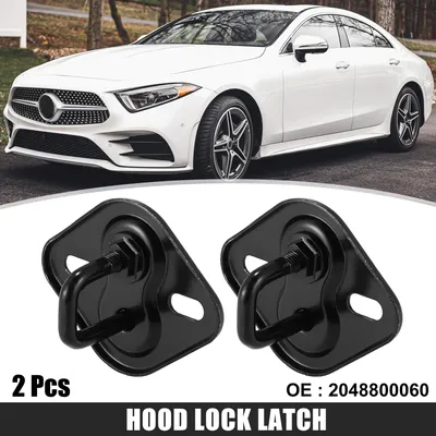 Image de 2pcs Capot Serrure Loquet Supérieur Remplacement pour Voiture 2048800060 Noir
