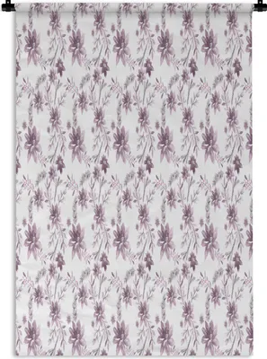 Produktbild von MuchoWow® Wandteppich Wandbehang Blumen - Lila - Muster 90x135 cm Tapisserie Dekoration Wandtuch - Baumwolle - Wandskulptur