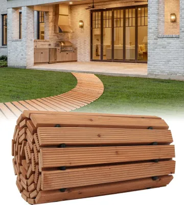 Produktbild von Rollweg Gartenweg - Ausrollbarer Holzweg - Gartentritt Trittplatten 253x43cm - Top Produkt für Gartenbau und Landschaftsgestaltung