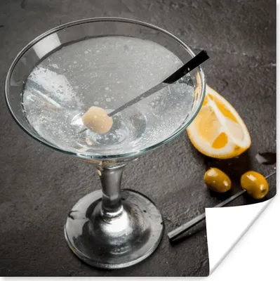 Produktbild von MuchoWow® Poster Alkohol - Martini - Früchte - Oliven 50x50 cm - Wohnzimmerdekoration