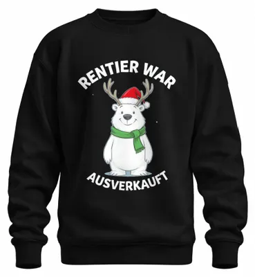 Produktbild von Rentier War t Eisbär Weihnachten Lustig Nikolaus Sweatshirt Pullover, Schwarz, L