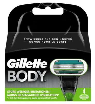 Zdjęcie produktu dla Gillette Body trzy ostrza Power Glide 4 sztuki w opakowaniu