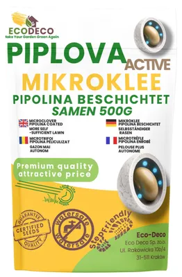 Image de Gazon a Semer 500g (200 m²) - Micro Trefle Nain Blanc Pipolina Ultra Résistant sans Arrosage ni Engrais - Levée Rapide 7 Jours avec Pelliculage Minéra