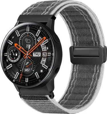 Produktbild von Smartwatch Armband für Samsung Galaxy Watch Active 40mm Nylon Textil Band Ersatzband Wechselband Magnetverschluss flexibel atmungsaktiv Grau