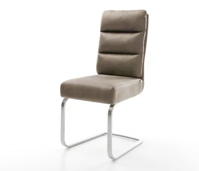 Immagine prodotto di DELIFE Sedia a sbalzo Pela-Flex in microfibra color taupe vintage, con struttura a sbalzo piatta, acciaio inossidabile e molle insacchettate