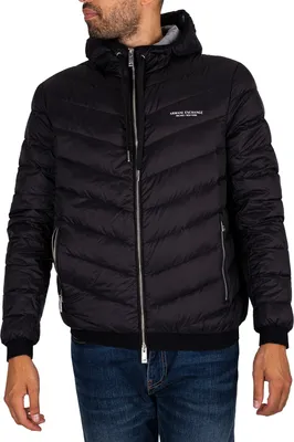 Produktbild von Armani Exchange Gewebte Daunenjacke mit Kapuze, Schwarz XS