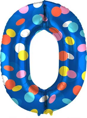 Produktbild von Folienballon Zahl 0 bunte Dots 86cm
