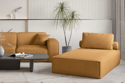 Produktbild von Chaiselongue Sezlong Liege CELES PREMIUM in Stoff Scala Senfgelb