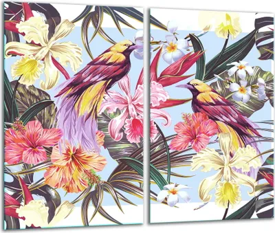 Produktbild von Herdabdeckplatten Glaskeramikkochfeld-Abdeckung Spritzschutz Glas 60x52cm Blume
