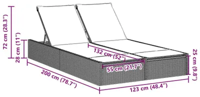 Productafbeelding van vidaXL Dubbele ligbed met kussen, zwart, van polyrotan
