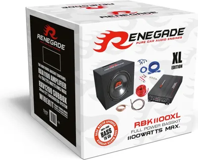 Obrázek produktu pro Renegade RBK1100XL - Basový subwoofer o výkonu 1100 W se čtyřkanálovým zesilovačem a instalační sadou zesilovače 10 mm2