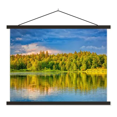 Produktbild von MuchoWow® Textilposter Wasser - Natur - Wald 40x30 cm mit schwarzem Rahmen - Dekorationen