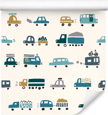 Immagine prodotto di 10m VLIES WALLPAPER rotolo camera dei bambini auto città biciclette trasporto XXL
