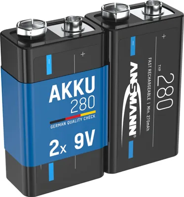Produktbild von ANSMANN Akku E-Block 9V 280 mAh Ni-MH, 2 Stück