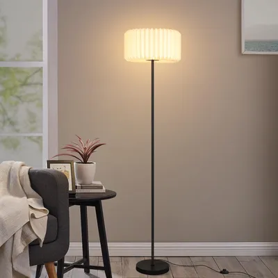 Obrázok produktu pre ZMH stojacia lampa vintage stojacia lampa obývacia izba stojaca lampa tienidlo papier biela stojaca lampa obývacia izba lampa G9 zásuvka s nožným spínačom rohová stojacia lampa pre kanceláriu spálňu jedáleň (bez svetelného zdroja)