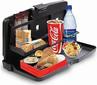 Produktbild von Multifunktionaler Autotisch mit Telefonhalter,Auto Kopfstützen Organizer,Faltbar,für Erwachsene und Kinder,einfach zu installieren, ABS,34 * 19 cm