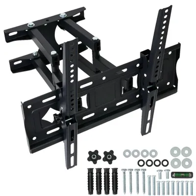 Imagen del producto de Soporte de pared giratorio e inclinable para televisores de 32 a 60 pulgadas, compatible con pantallas LCD, LED y plasma, con capacidad de carga de hasta 40 kg y estándar VESA de 400 x 400 mm. Color: negro. Para montaje