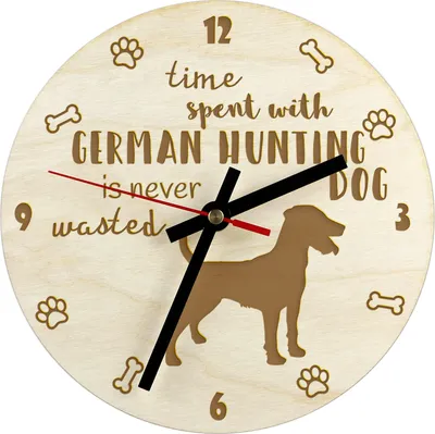 Obrázek produktu pro Německý lovecký pes - hodiny se psem, dřevěné hodiny s gravírováním, personalizované hodiny Art-Dog