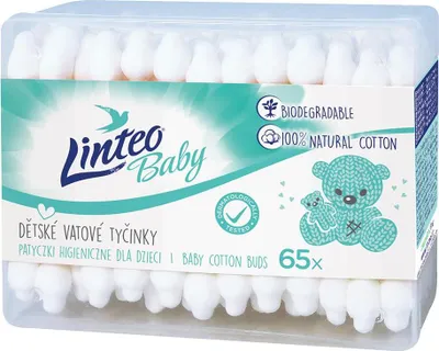 Produktbild von Papier-Wattestäbchen 100% natürlich Linteo 65 Stück in Box
