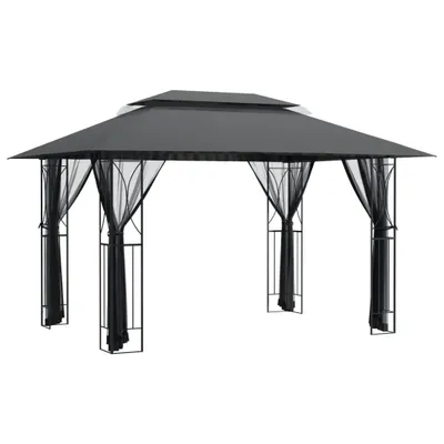 Image de vidaXL Pavillon avec parois latérales Anthracite 400x300x270 cm Acier