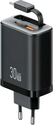 Produktbild von Usams Xiang Serie Cc296 30W 1Xusb-C 1Xusb-A Ladegerät + Usb-C Kabel Schwarz