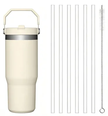 6 Silikon-Ersatzstrohhalme für Stanley Iceflow Flip + Bürste