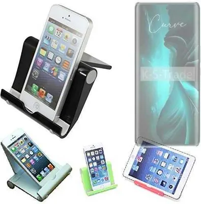 Produktbild von K-S-Trade Handy-Ständer kompatibel mit Lava Blaze Curve faltbarer Tischständer Smartphone Tablet Halterung Reise