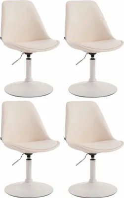 Produktbild von CLP 4er Set Esszimmerstühle Maverick Kunstleder drehbar und stufenlos verstellbar creme Gestell Farbe weiß