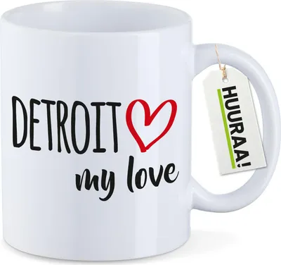 Produktbild von Huuraa Kaffeetasse Detroit my love 330ml Weiß Keramik Kaffeebecher Geschenkidee