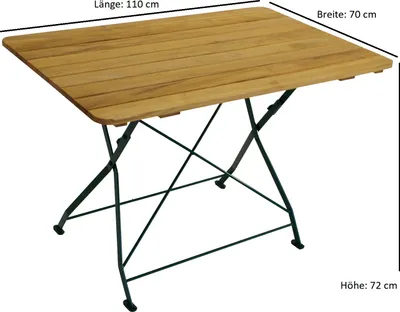 Produktbild von TPFGarden KLAPPTISCH Bad Belzig aus Robinienholz 70x110 cm, Stahlgestell Grün