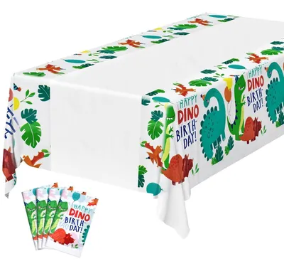 Produktbild von Dinosaurier Tischdecken 4 Stück Geburtstag Wasserdicht Plastik 180 x 108 cm Kinder Party Deko
